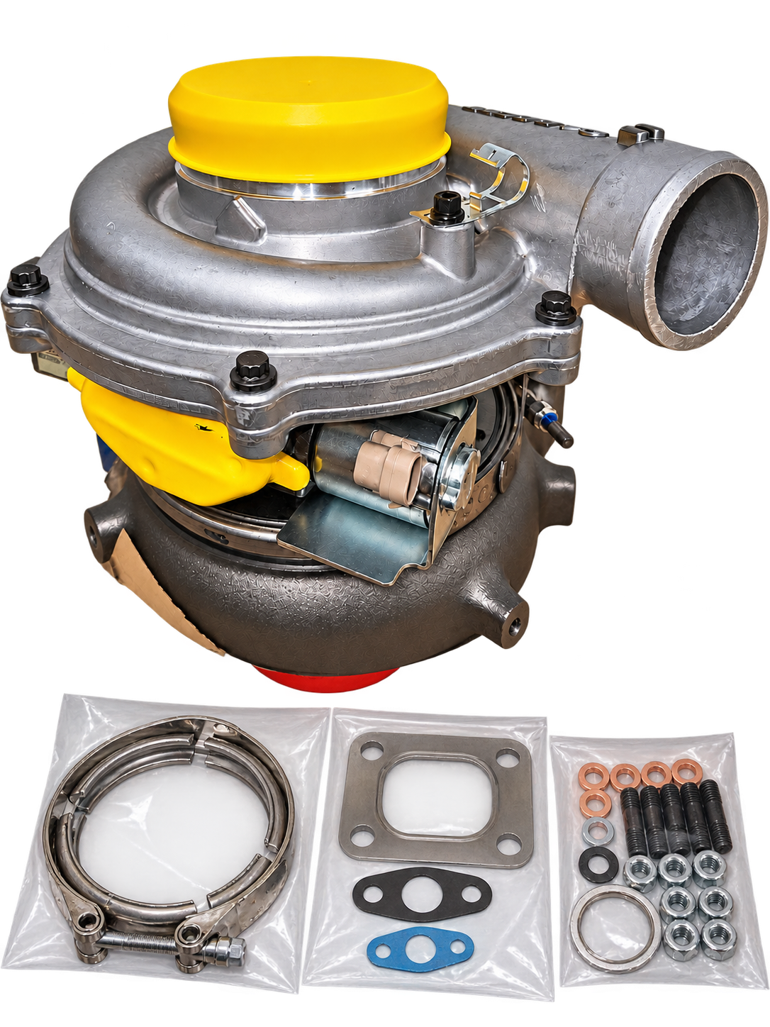 Turbocharger product photo with installation accessories